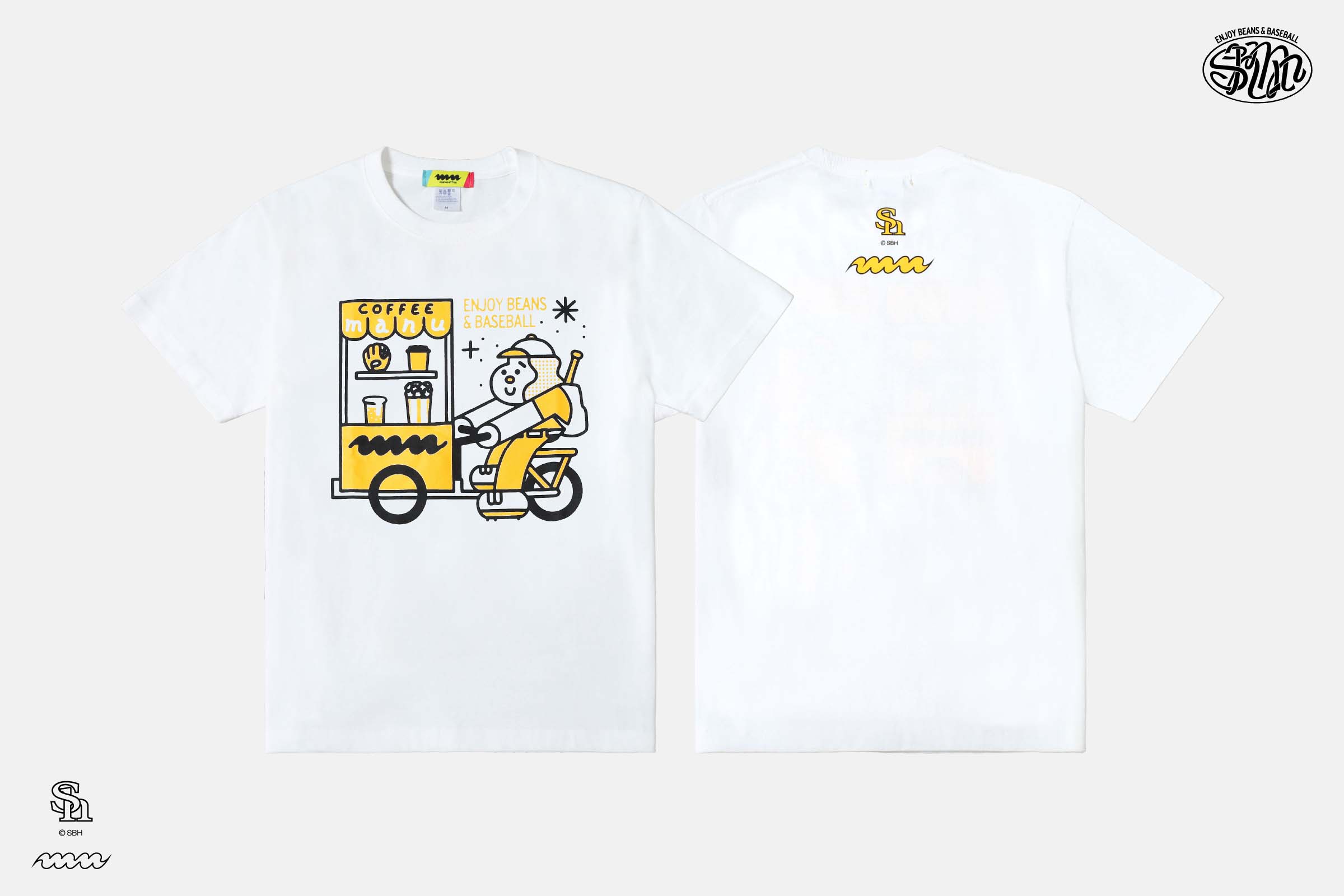 [ホークス/manucoffee] Messenger Dog Tシャツ WHITE