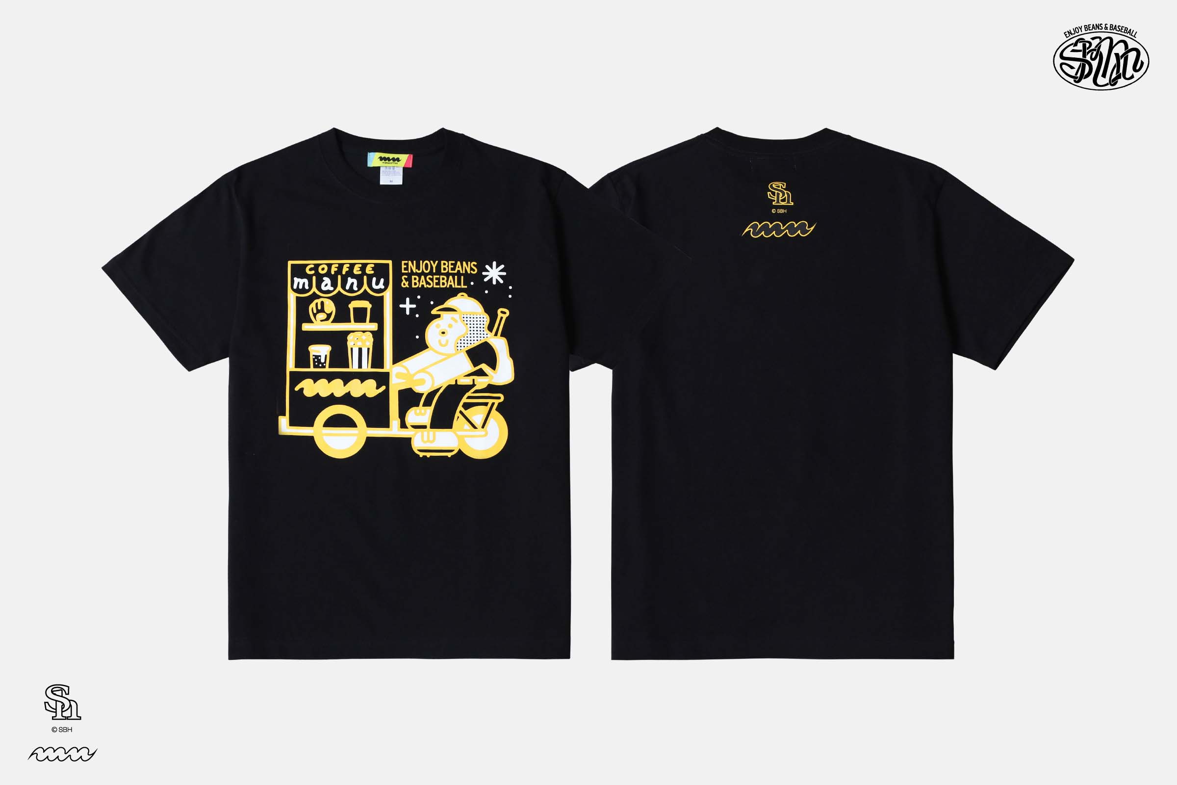 [ホークス/manucoffee] Messenger Dog Tシャツ BLACK